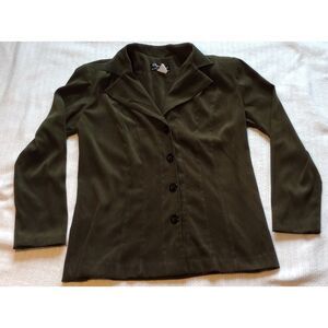 Spago Collection Women's 6 Army Green Button Up Blazer, Vtg.